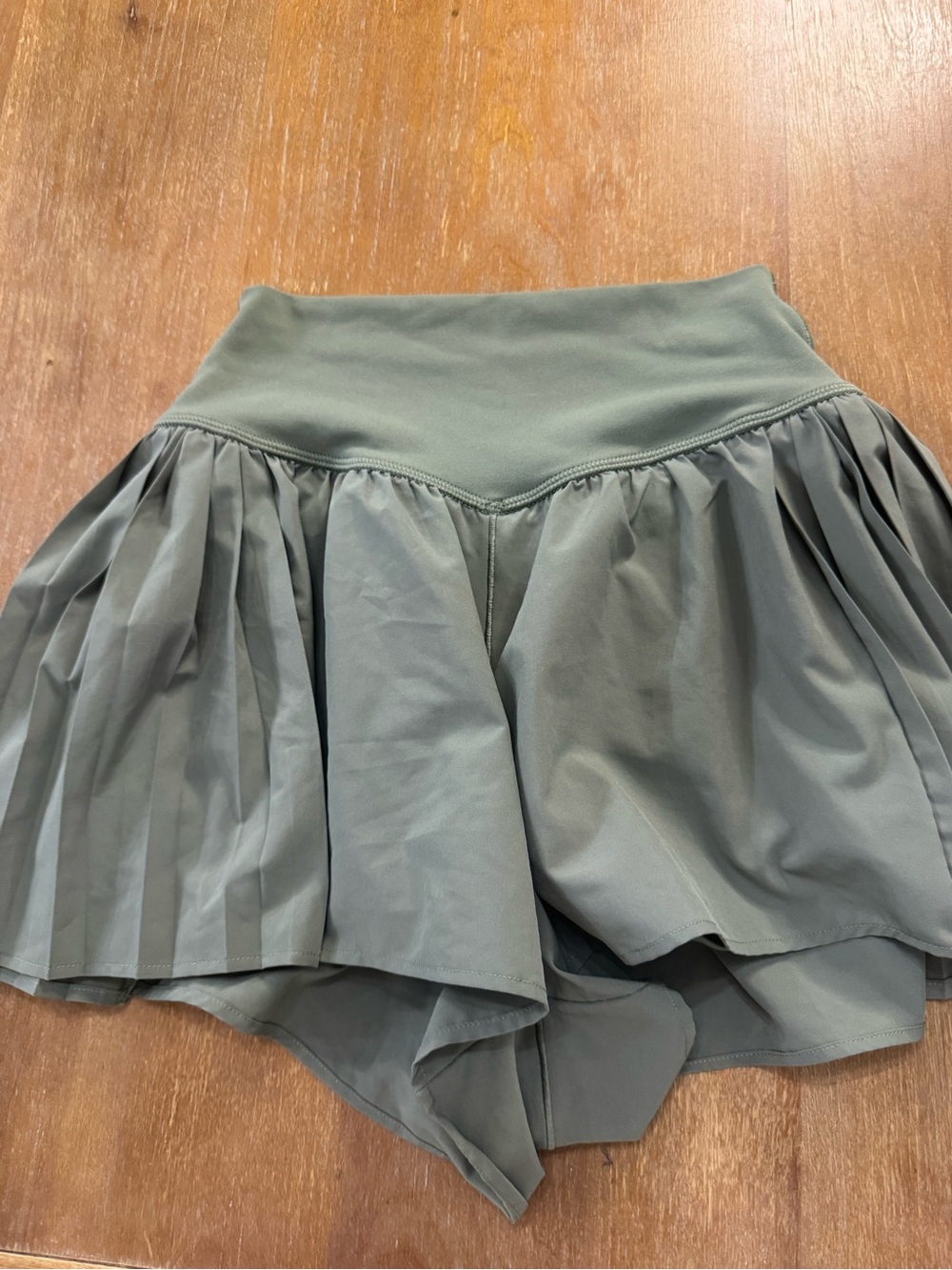 Olive Green Circle Skirted Skort with Wide Waistband offline aerie